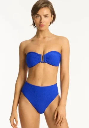 Sea Level Honeycomb Bandeau Bikini Blue Best