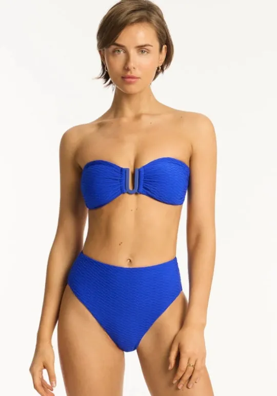 Sea Level Honeycomb Bandeau Bikini Blue Best