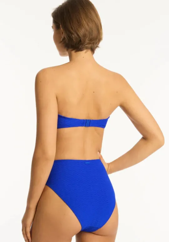 Sea Level Honeycomb Bandeau Bikini Blue Best
