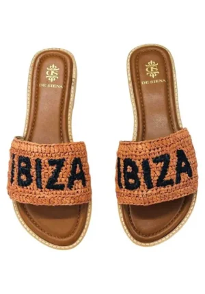 De Siena Ibiza Raffia Sandals Tobacco Black Hot