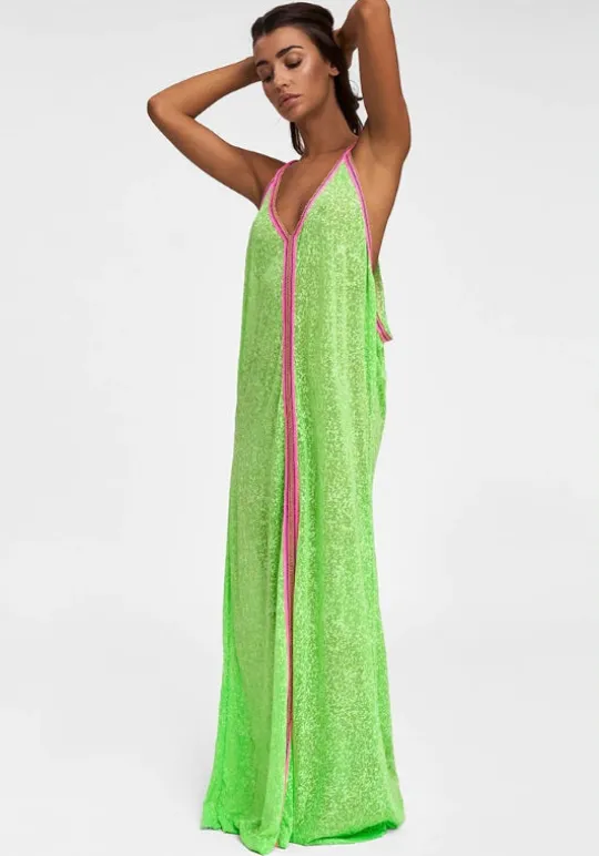 Pitusa Inca Maxi Sun Dress Lime New