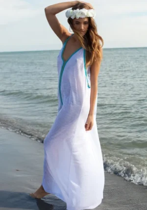 Pitusa Inca Maxi Sun Dress White Hot