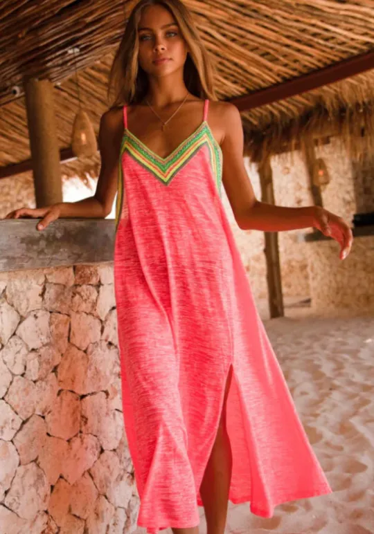 Pitusa Inca Slip Dress Hot Pink Hot