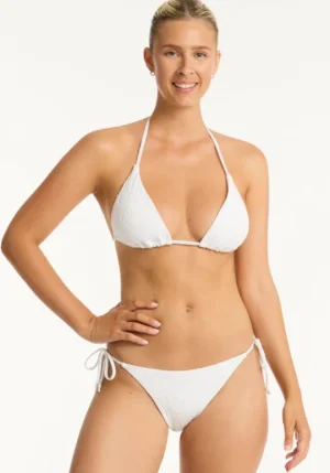 Sea Level Interlace Triangle Bikini White New