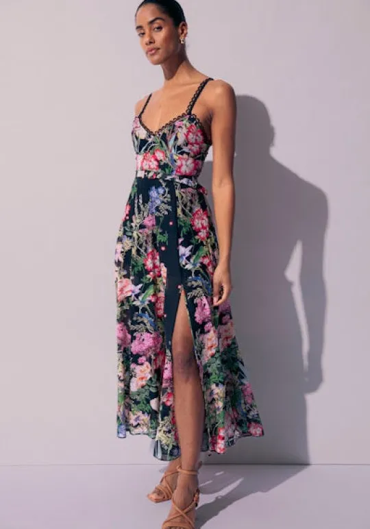 Charo Ruiz Iraso Long Dress Black Botanical Clearance
