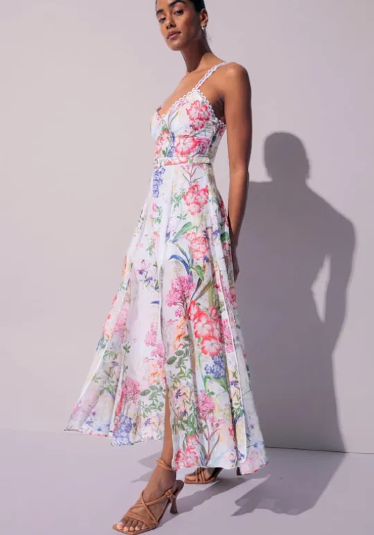 Charo Ruiz Iraso Long Dress White Botanical Hot