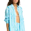 Seafolly Isla Palm Oversized Beach Shirt Turquoise Isla Palm Turquoise Online
