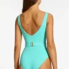 JETS Swimwear Isla Rib V Neck Belted Swimsuit Dolce Best