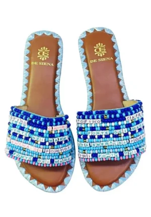 De Siena Italia Beaded Sandals Blue Sale