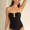 JETS Swimwear Jetset Bandeau Swimsuit Black Hot