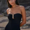 JETS Swimwear Jetset Bandeau Swimsuit Black Hot