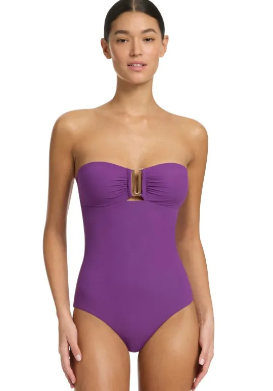 JETS Swimwear Jetset Bandeau Swimsuit Amethyst Clearance