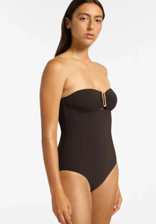 JETS Swimwear Jetset Bandeau Swimsuit Chocolate Discount