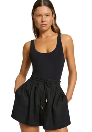 JETS Swimwear Jetset Linen Short Black Clearance