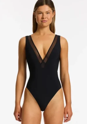 JETS Swimwear Jetset Lure Plunge Swimsuit Black Discount