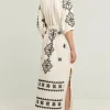Greek Archaic Kori Lefkada Belted Midi Dress Natural Hot