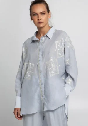 Greek Archaic Kori Lefkada Shirt Tunic Grey New