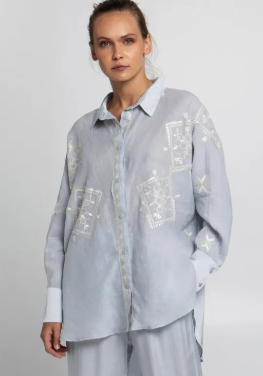 Greek Archaic Kori Lefkada Shirt Tunic Grey New