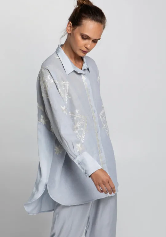 Greek Archaic Kori Lefkada Shirt Tunic Grey New