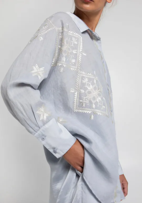 Greek Archaic Kori Lefkada Shirt Tunic Grey New