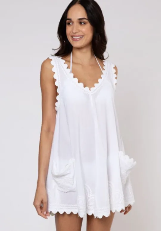 Juliet Dunn Low Back Dress White New