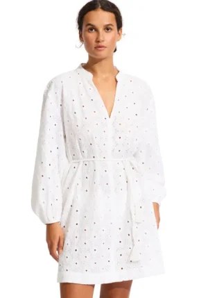 Seafolly Lulu Broderie Kaftan Hot