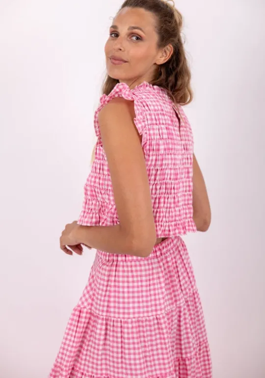 Sundress Malone Top Gingham Pink Fashion
