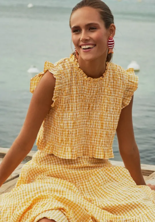 Sundress Malone Top Yellow Gingham Fashion
