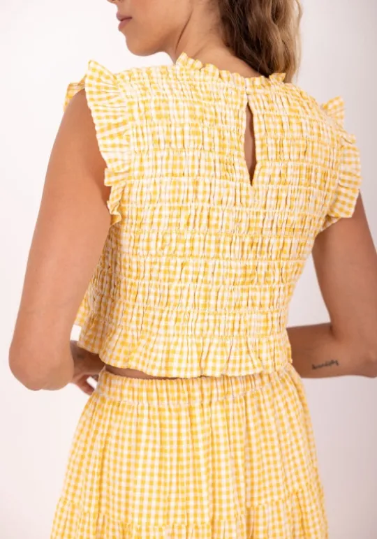 Sundress Malone Top Yellow Gingham Fashion