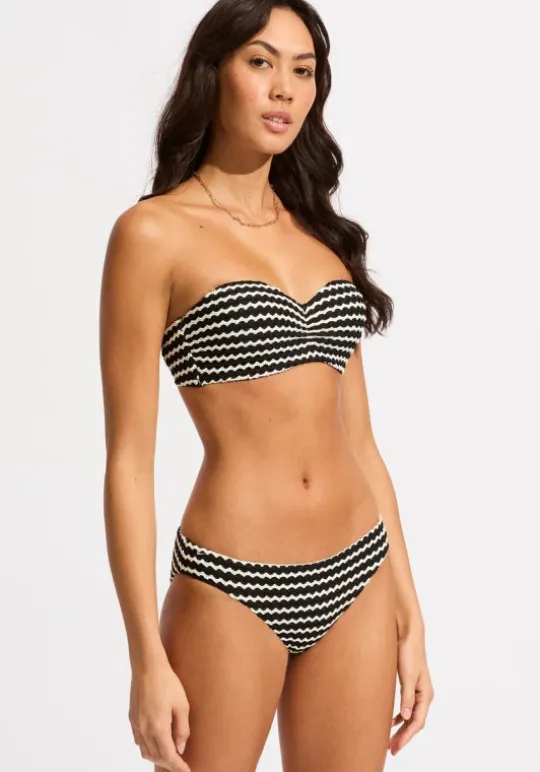 Seafolly Mesh Effect Bandeau Bikini Black White/Black Outlet