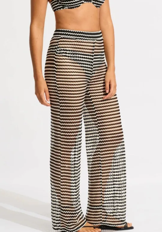 Seafolly Mesh Effect Beach Pant Black White/Black Hot