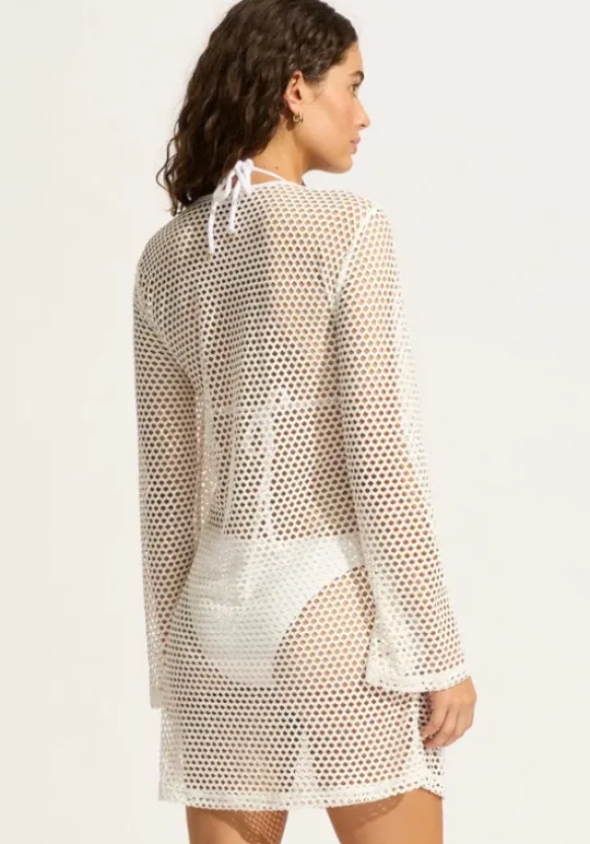 Seafolly Mesh Effect Kaftan White Clearance