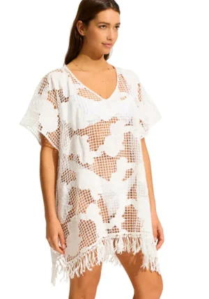 Seafolly Mesh Kaftan White New