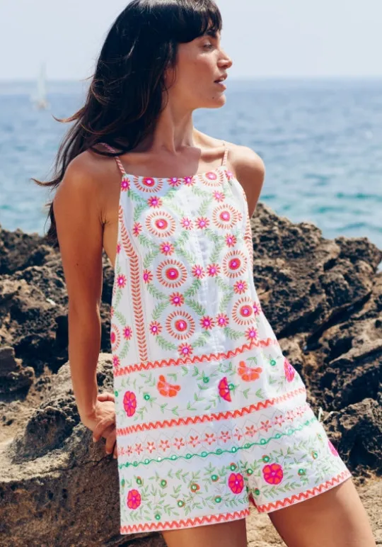 Juliet Dunn Mexican Embroidered Playsuit Mexican Embroidery Online