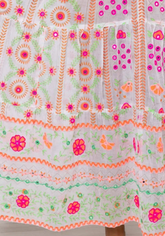 Juliet Dunn Mexican Embroidered V Neck Maxi Dress Mexican Embroidery Fashion