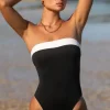 Away That Day Monte Carlo Bandeau Swimsuit Black/Ivory Black / Ivory Discount