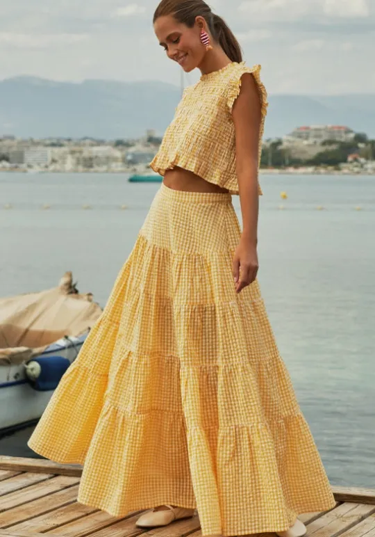 Sundress Odette Skirt Gingham Yellow Discount