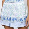 Juliet Dunn Paisley Block Print Shorts Periwinkle Online