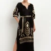 Greek Archaic Kori Peacock Maxi Kaftan Black Best