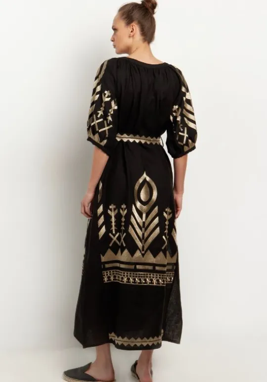 Greek Archaic Kori Peacock Maxi Kaftan Black Best