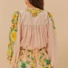 Farm Rio Pink Botanical Beauty Long Sleeve Blouse BotanicalBeautyPink Outlet
