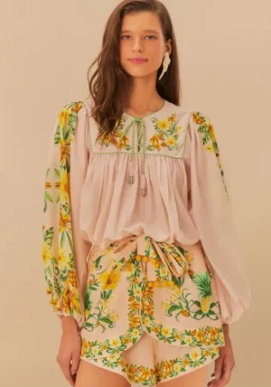 Farm Rio Pink Botanical Beauty Shorts BotanicalBeautyPink Hot