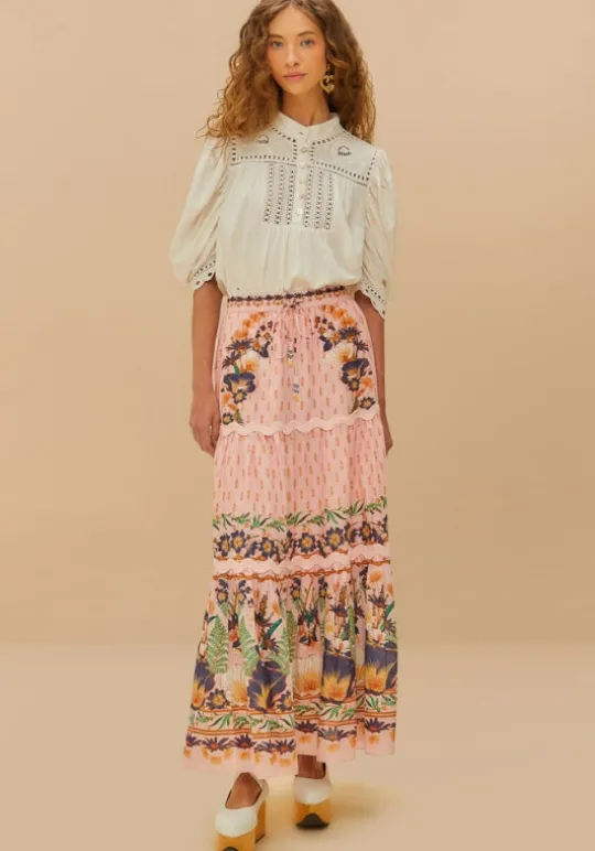 Farm Rio Pink Dream Garden Maxi Skirt Discount
