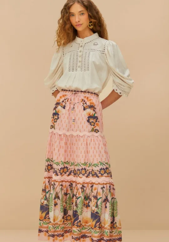 Farm Rio Pink Dream Garden Maxi Skirt Discount
