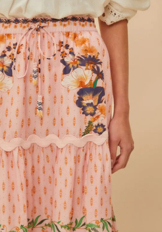 Farm Rio Pink Dream Garden Maxi Skirt Discount