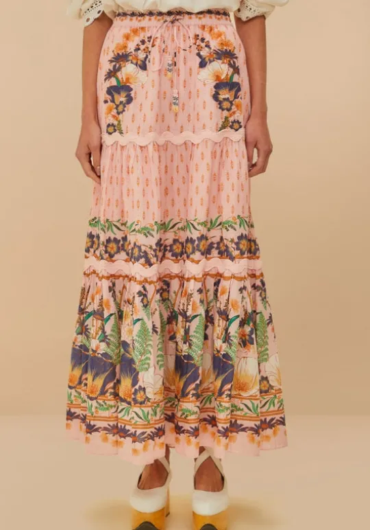 Farm Rio Pink Dream Garden Maxi Skirt Discount
