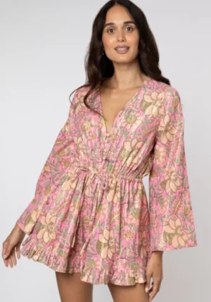 Juliet Dunn Playsuit Pink Floral Clearance
