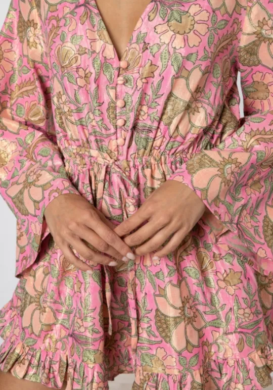 Juliet Dunn Playsuit Pink Floral Clearance