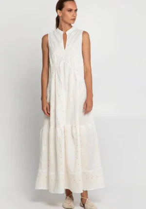 Greek Archaic Kori Pixel Sleeveless Maxi Dress Clearance