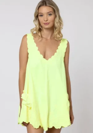 Juliet Dunn Poplin Flower Low Back Dress Sherbet Lemon Online